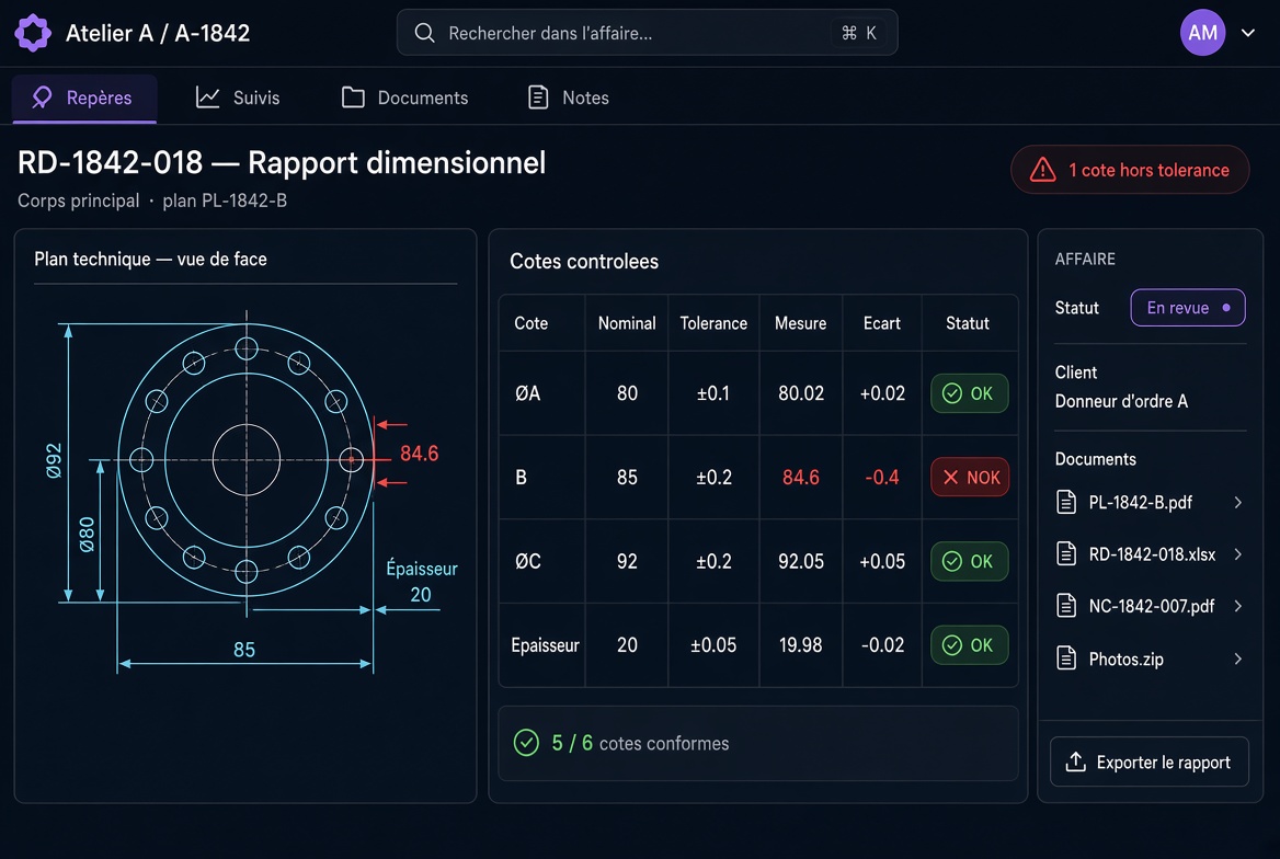 Vérifier les rapports dimensionnels — application ENOGA